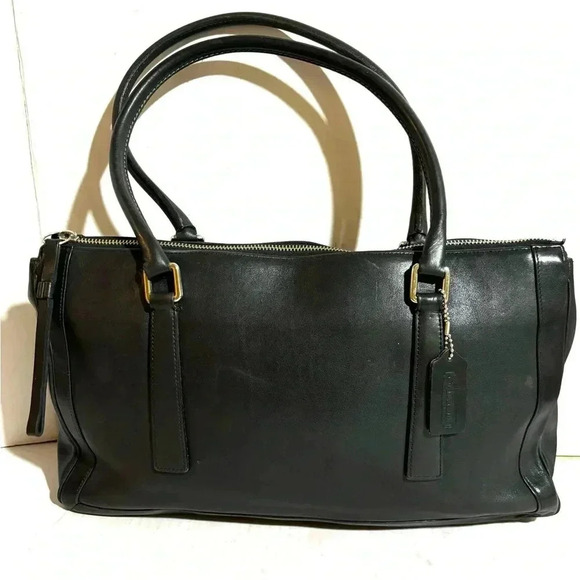 Coach vintage black leather shoulder handbag - Picture 1 of 7